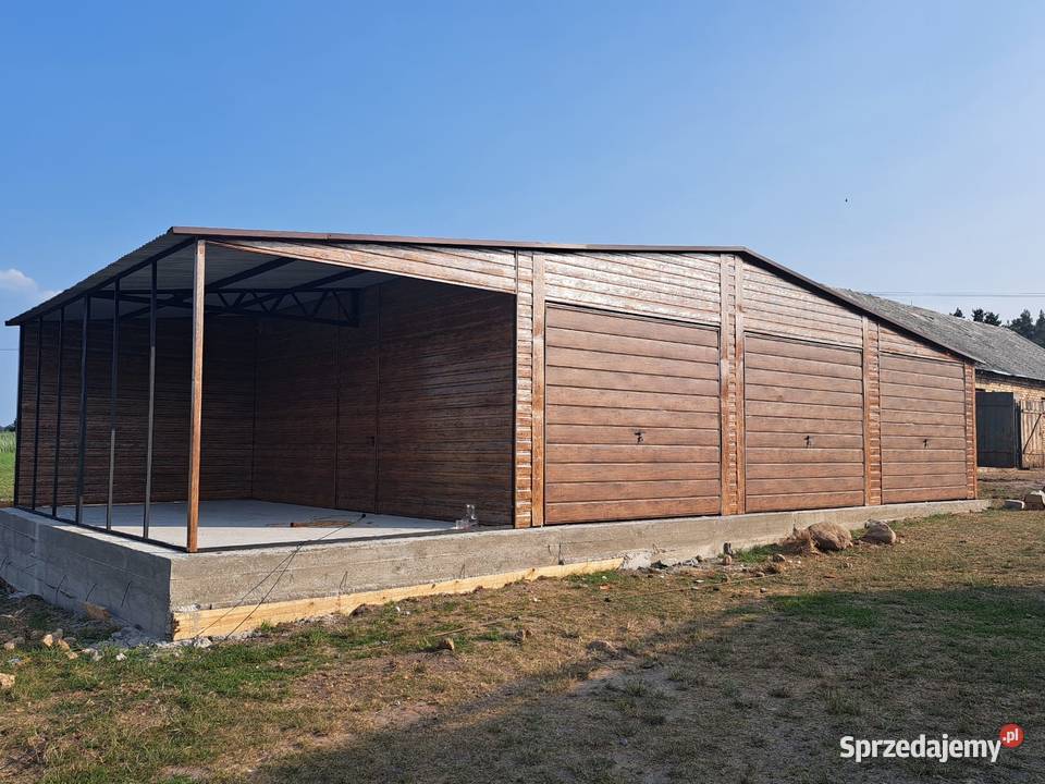 Garaż Blaszany Drewnopodobny Zadaszenie Garaże 35m2 Olecko