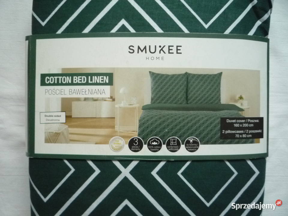 Smukee Nowa pościel bawełniana zielona 160x200 Szczecin