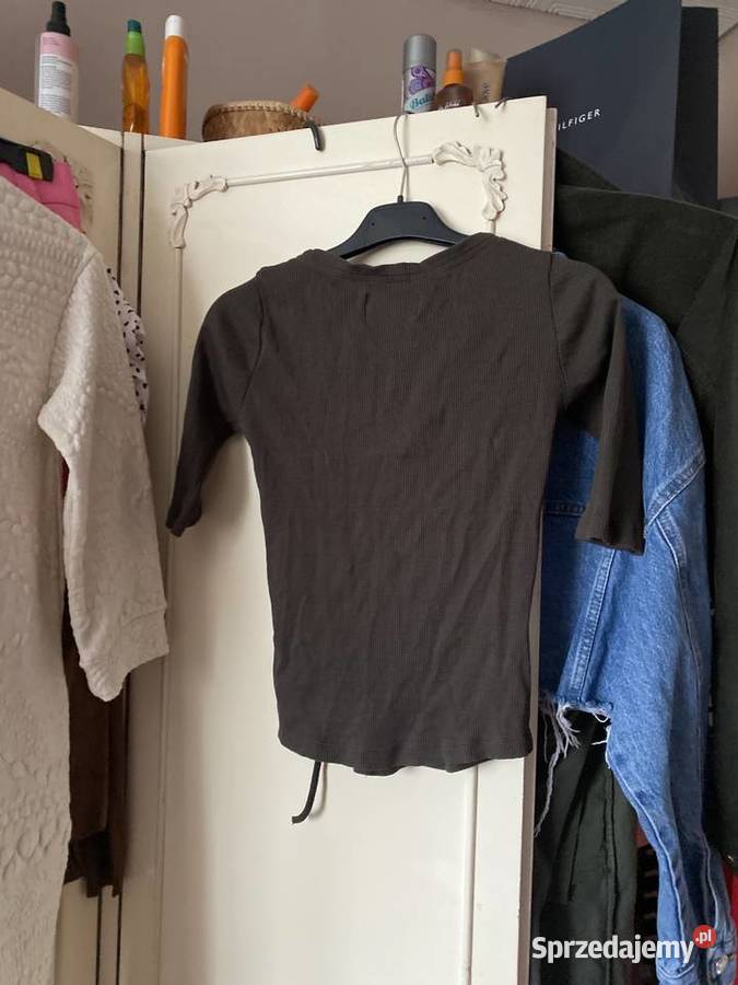 Top bluzka Cropp khaki z wiązaniem sznurowany XS sprzedam