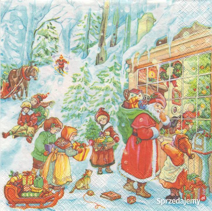 Dekupaż serwetki Boże Narodzenie Mikołaj Zima Skarżysko-Kamienna