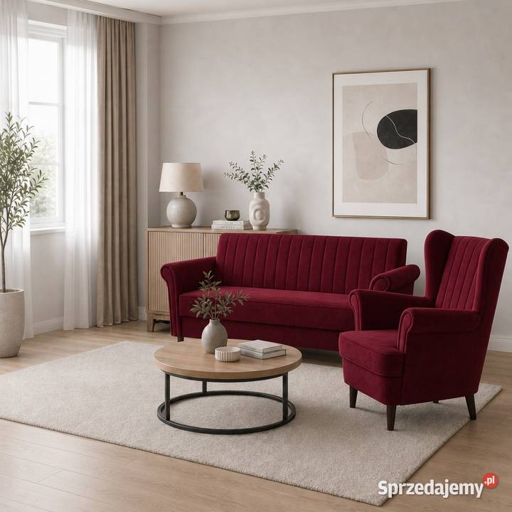 Zestaw Mebli Tapicerowanych Sofa plus Fotel wielkopolskie Kliny