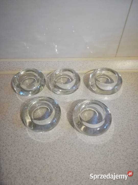 szklane przepiękne świeczniki 5 sztuk przezroczysty Gdańsk