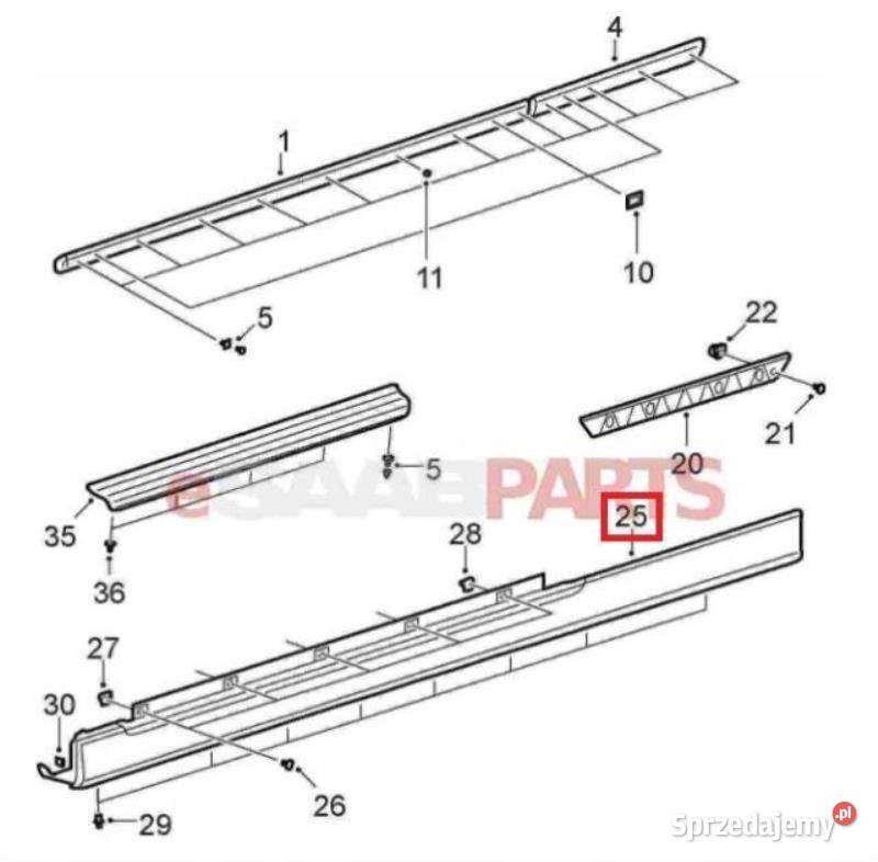 LISTWA NAKŁADKA PROGU LEWA SAAB 93 0407 CABRIO