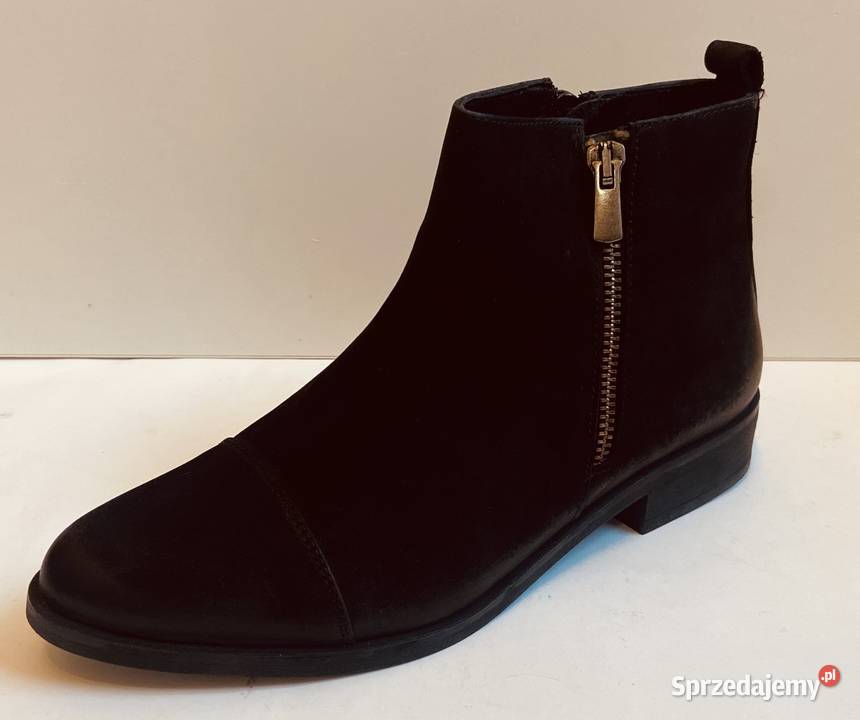 Czarne skórzane nubukowe ocieplane botki rozmiar Kozaki Żyrardów sprzedam