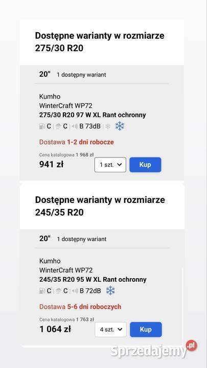 KUMHO Winter Craft WP72 2x 2453520 95W 2x Gdańsk