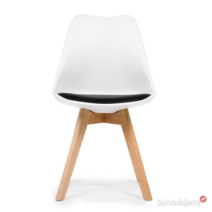 Białe Krzesło Dublin Z Poduszką Czarną Wysyłka 51cm