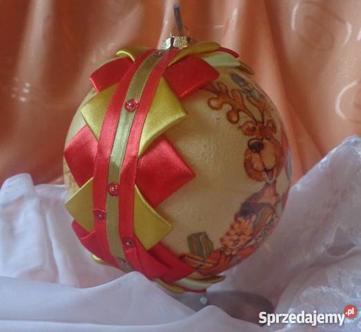 Bombki świąteczne decoupage różne rodzaje RĘKODZ wielokolorowy Krajno-Parcele sprzedam