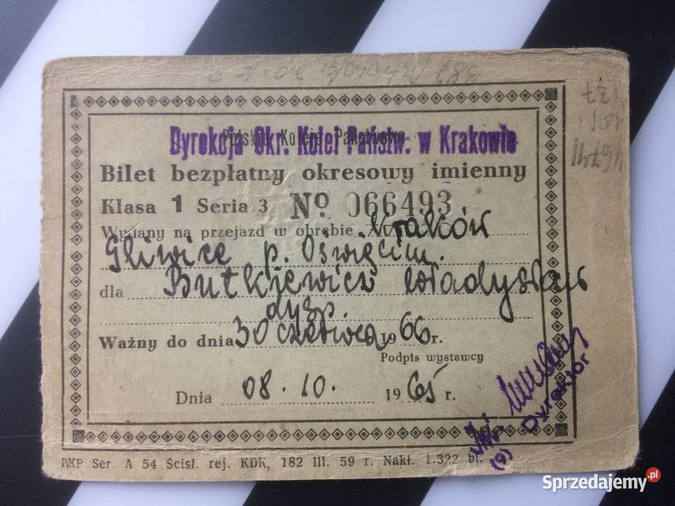 1065 Bilet Bezpłatny Okresowy Imienny PKP Szczecin