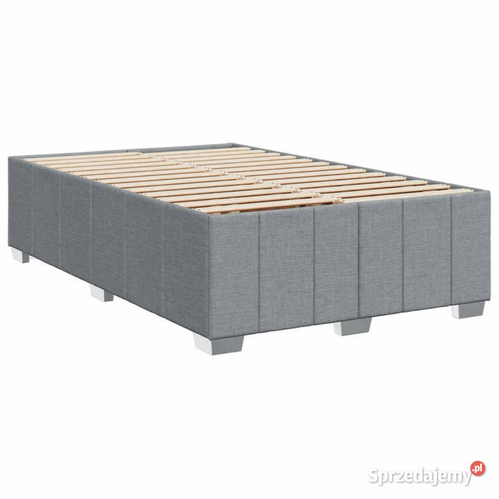 Łóżko kontynentalne z materacem jasnoszare 150cm Łóżka