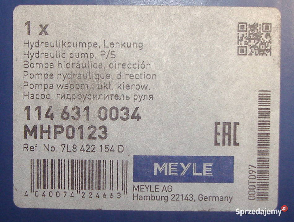 MEYLE POMPA WSPOMAGANIA 7L8422154D AUDI VW Pompy wspomagania