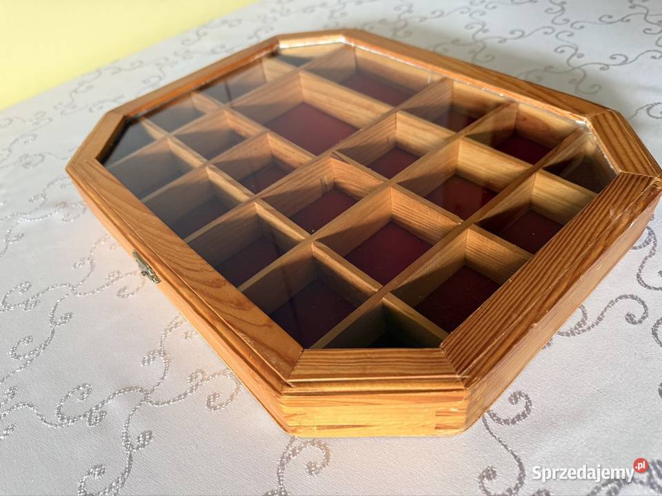 Witryna Ścienna Drewniana Oszklona Vintage Retro Czerwionka-Leszczyny