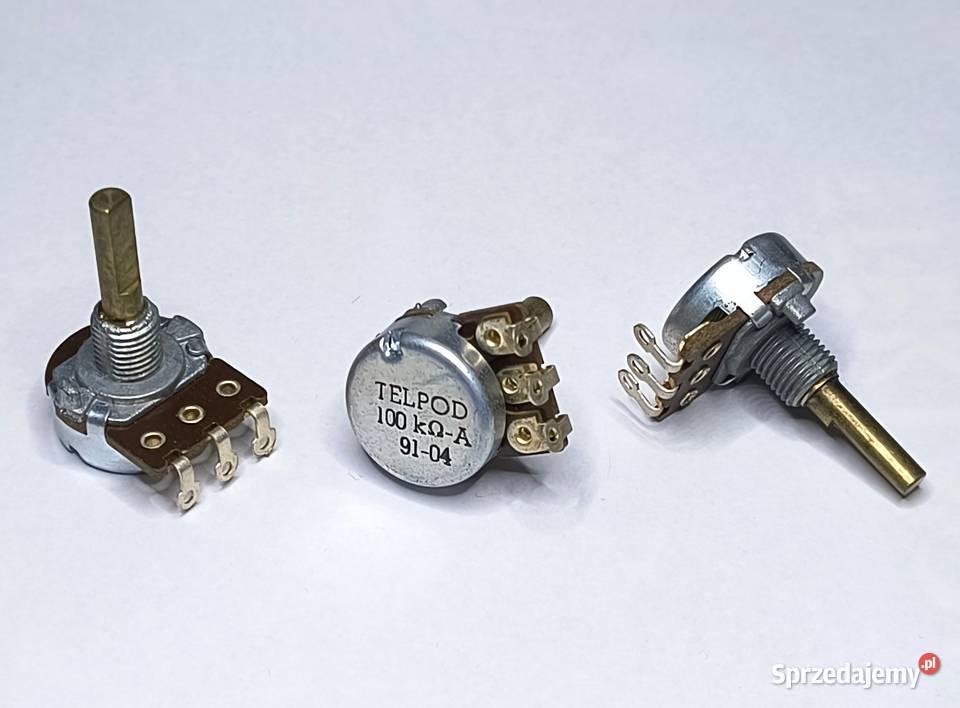 Potencjometr 100kA oś 4mm Unitra TELPOD 20mm Elektronika Gdańsk