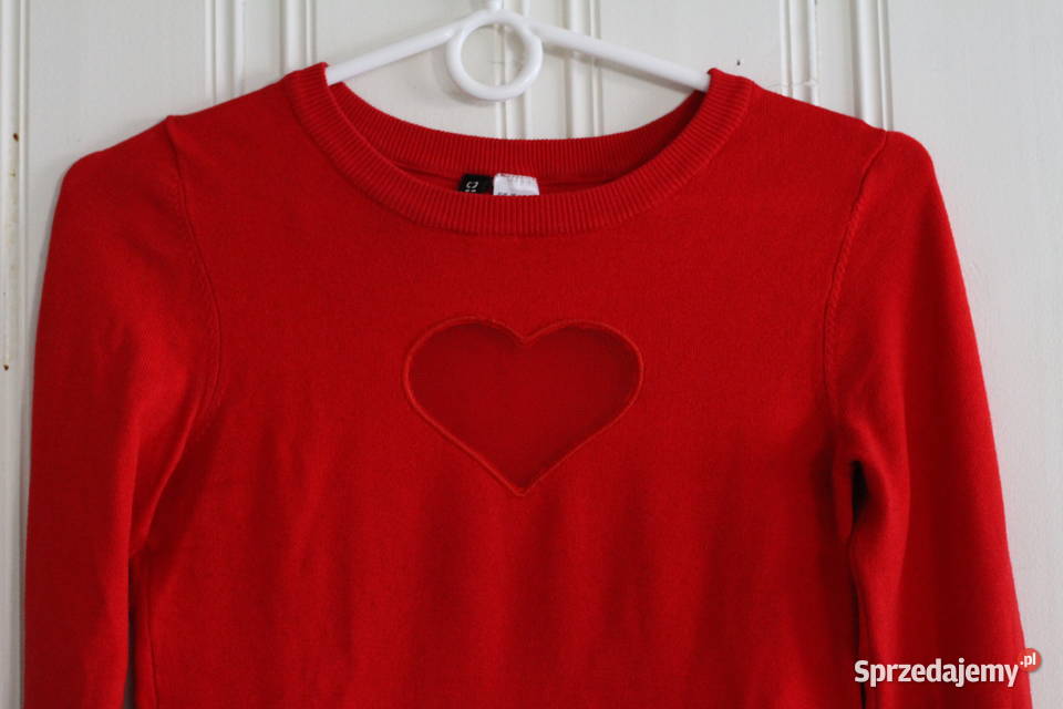 czerwony sweter bluzka HM xs 34 siatka siateczka Toruń