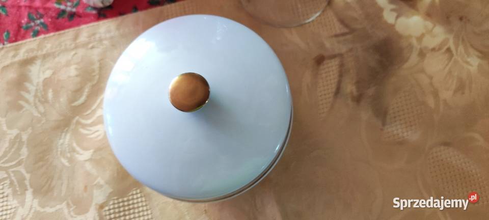 Cukiernica biel bordo złoto porcelana Weimar