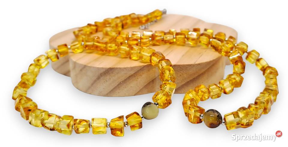Komplet korale i bransoletka z bursztynu kostka Warszawa