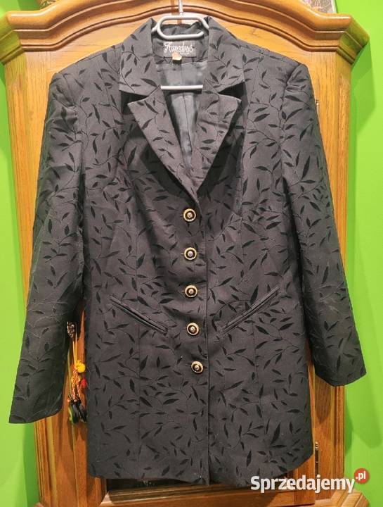 Żakiet damski czarny ozdobne liście 42 Amadeus Piaseczno