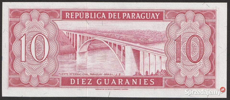 Paragwaj 10 guarani 1952 stan bankowy UNC Łódź