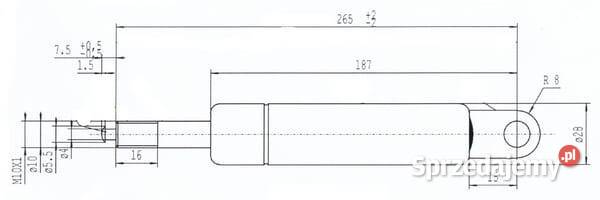 Sprężyna gazowa L265 mm 500N Stabilus CA5359HZ Do maszyn uprawowych Kamionna