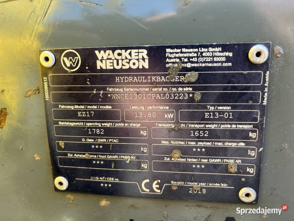 Minikoparka Wacker Neuson 1404 JCB Takeutchi CAT małopolskie Nowy Sącz sprzedam