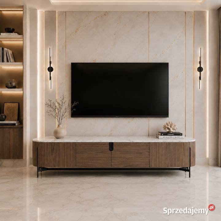 Szafka RTV Montieri 220x50x60 z orzecha Golkowice