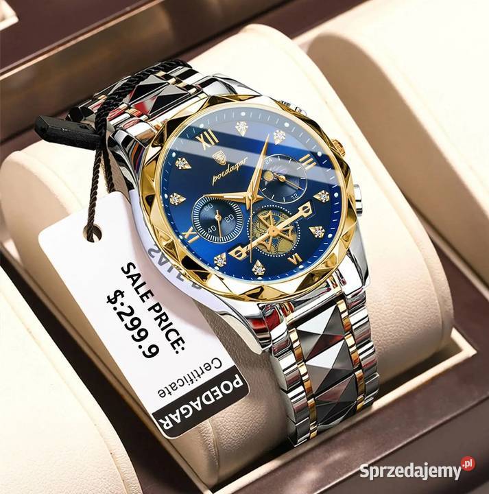 Zegarek męski srebrzysty błękit oceanu marka Wołomin