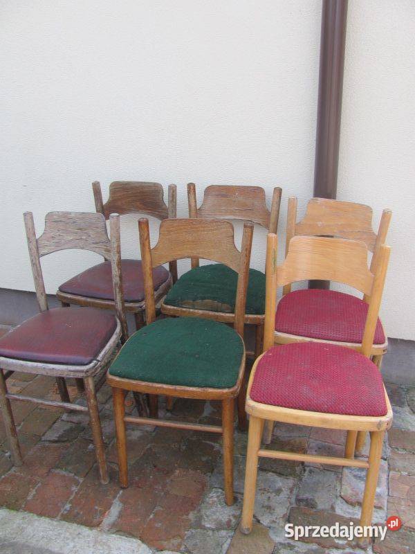 krzesła z PRL 6 do renowacji vintage stare lite Zamość