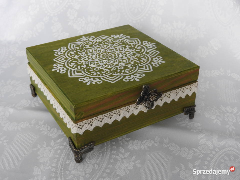 Szkatułka skrzynka na drobiazgi drewniane śląskie