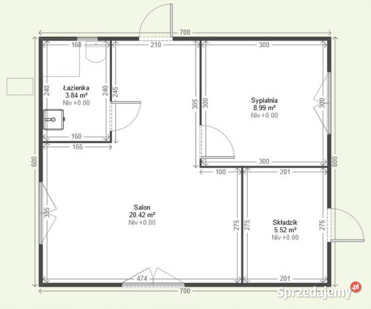 Domek mieszkalny całoroczny 700 x 600 ogrodowy mazowieckie