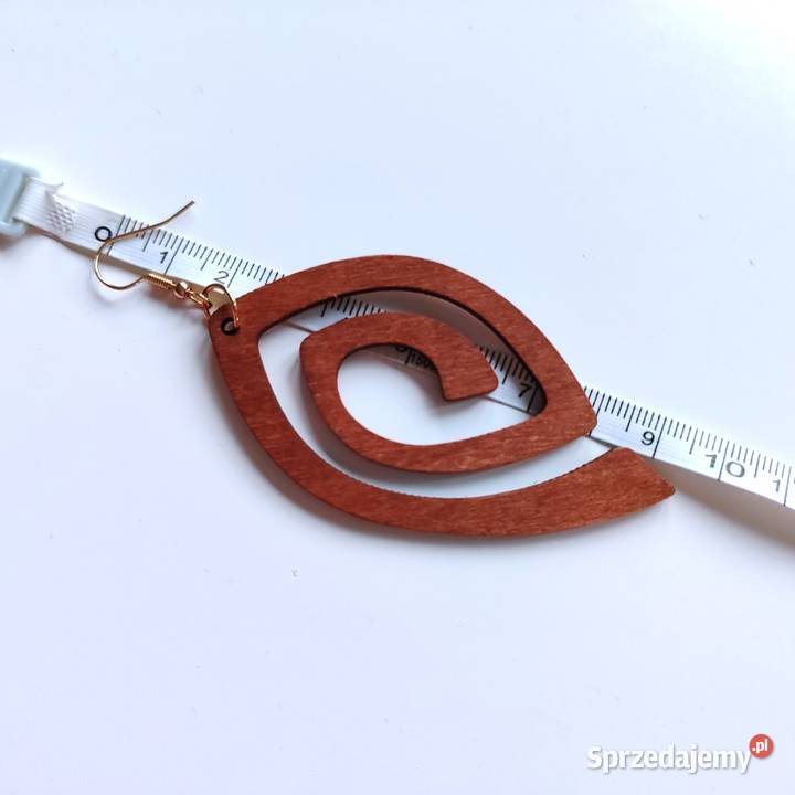 Nowe kolczyki drewniane boho vintage naturalne