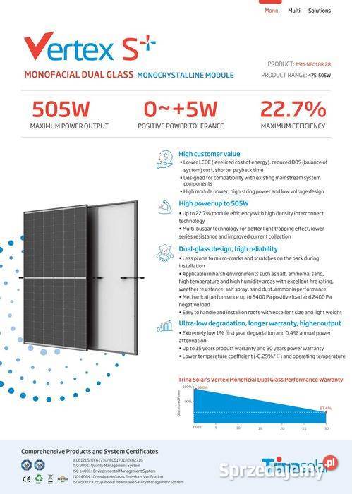 Panel fotowoltaiczny TRINA SOLAR NEG18RC27 500 W małopolskie