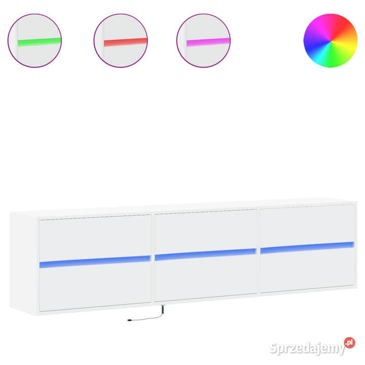 Ścienna szafka pod TV z LED biała 180x31x45 Warszawa sprzedam
