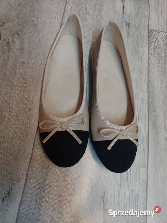 38 Beżowo czarne baleriny wieczorowe NOWE Balerinki małopolskie Kraków