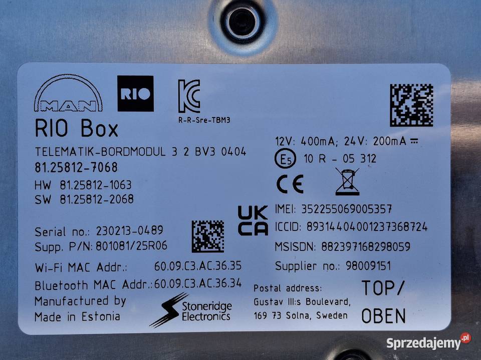 MAN MODUŁ STEROWNIK KASETA TELEMATIK BORDMODUL 3 Bieleń sprzedam