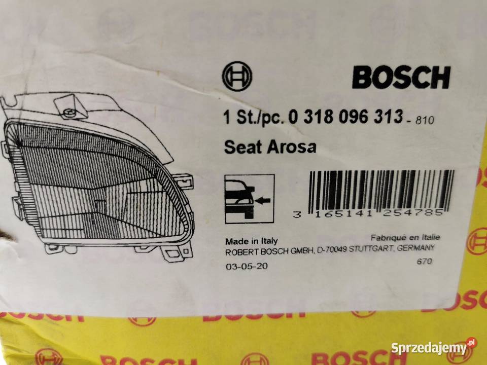LAMPA LEWY PRZÓD 7PIN SEAT AROSA 9705 NOWA BOSCH