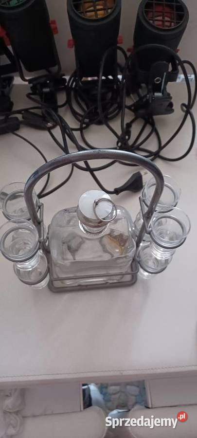 zestaw do alkoholu PRL butelka kieliszki vintage Poznań sprzedam