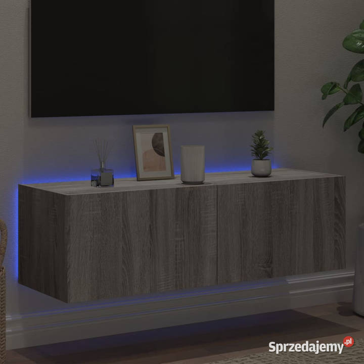 Ścienna szafka TV z LED szary dąb sonoma Meble sprzedam