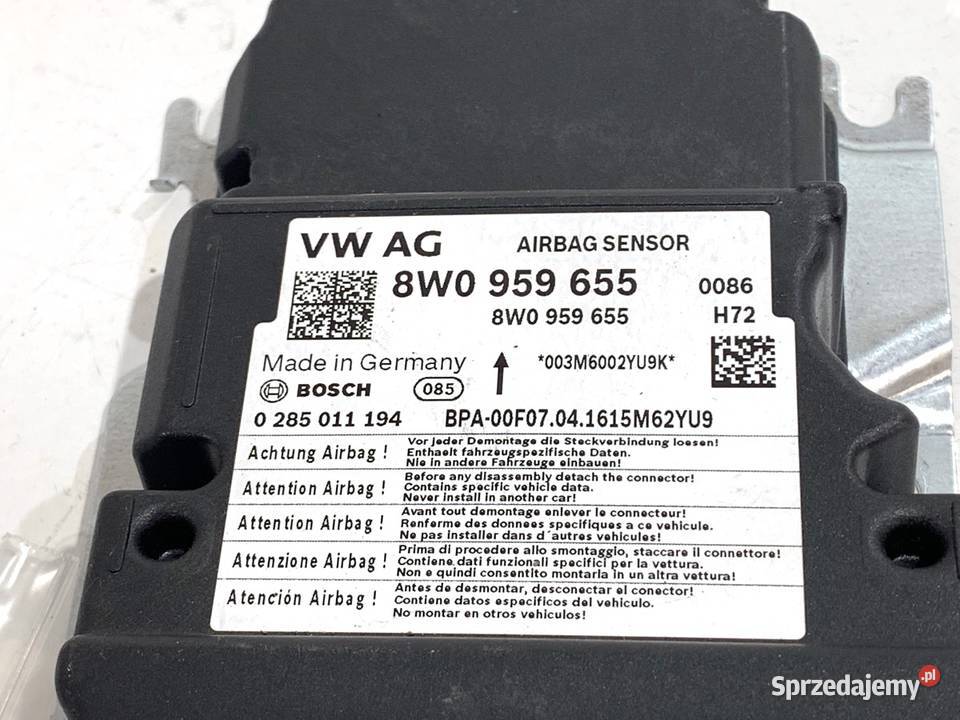 SENSOR AIRBAG AUDI A4 B9 8W0959655 CZUJNIK osobowe