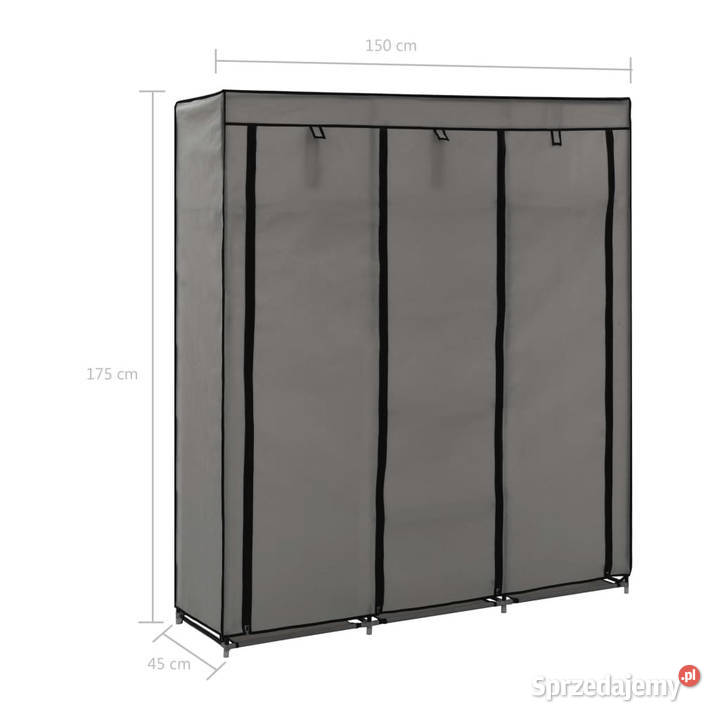 Szafa z przegrodami i drążkami szara 150x45x175 Warszawa