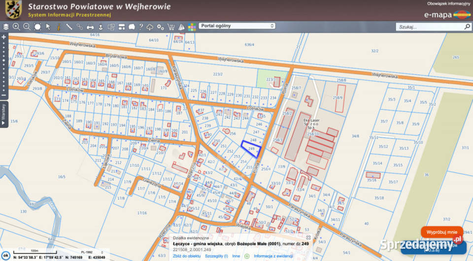 Sprzedaż działki 935m Bożepole Małe inwestycyjna