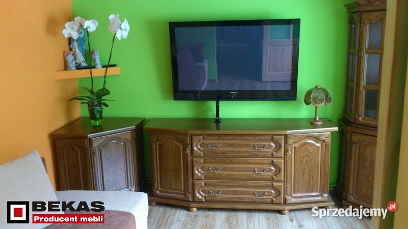 Nowy Dębowy Zestaw Komoda Witryna Narożna Mebli Nowe Miasto Lubawskie