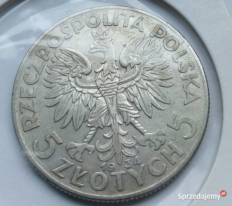 POLSKA5 1934 r SREBRO 750 GŁOWA KOBIETY Numizmatyka Legionowo sprzedam