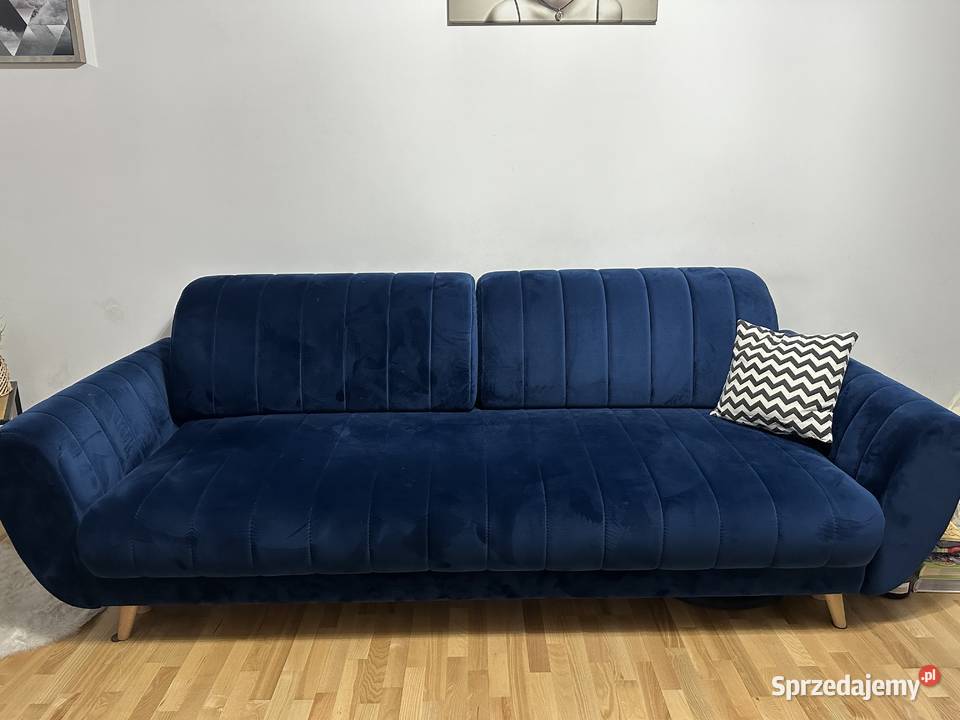 Sofa kanapa z funkcją spania welurowa 242cm okazja