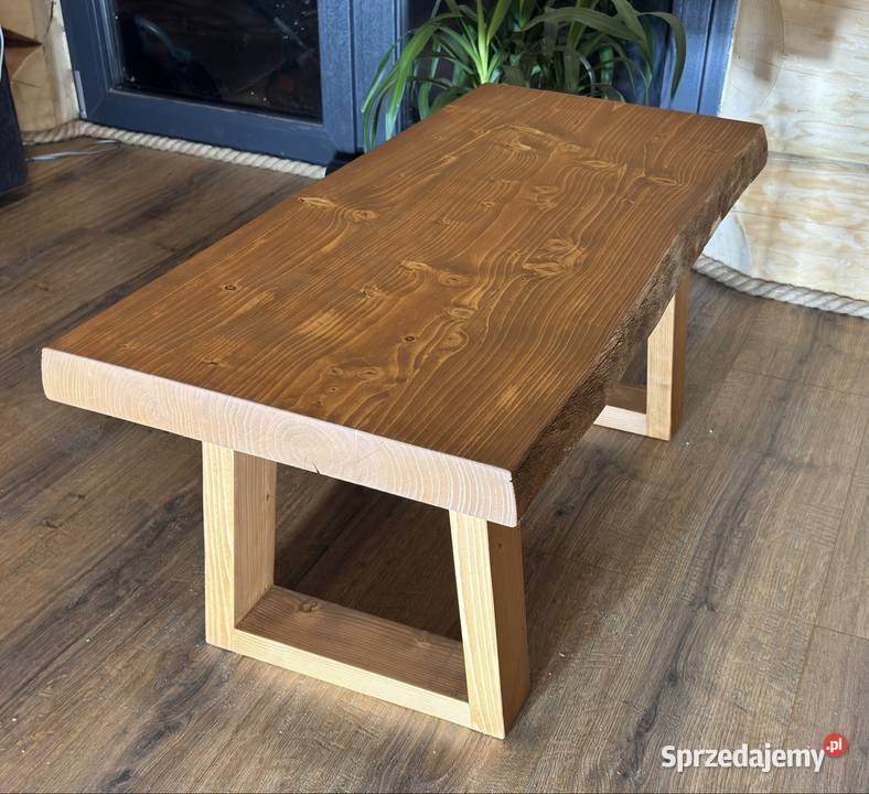 STOLIK Kawowy z Litego Świerku Gruby Naturalny Stoliki kawowe i ławy Żabia Wola