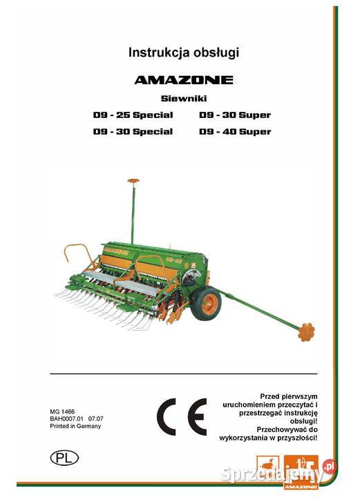 Amazone BBG S320 S330 S340 Nova Instrukcja wielkopolskie Szamotuły sprzedam
