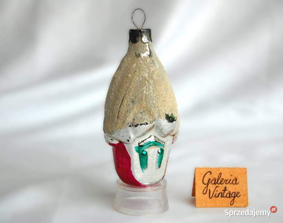 Stara bombka szklana ręcznie malowana domek 9 Dekoracje świąteczne Lublin