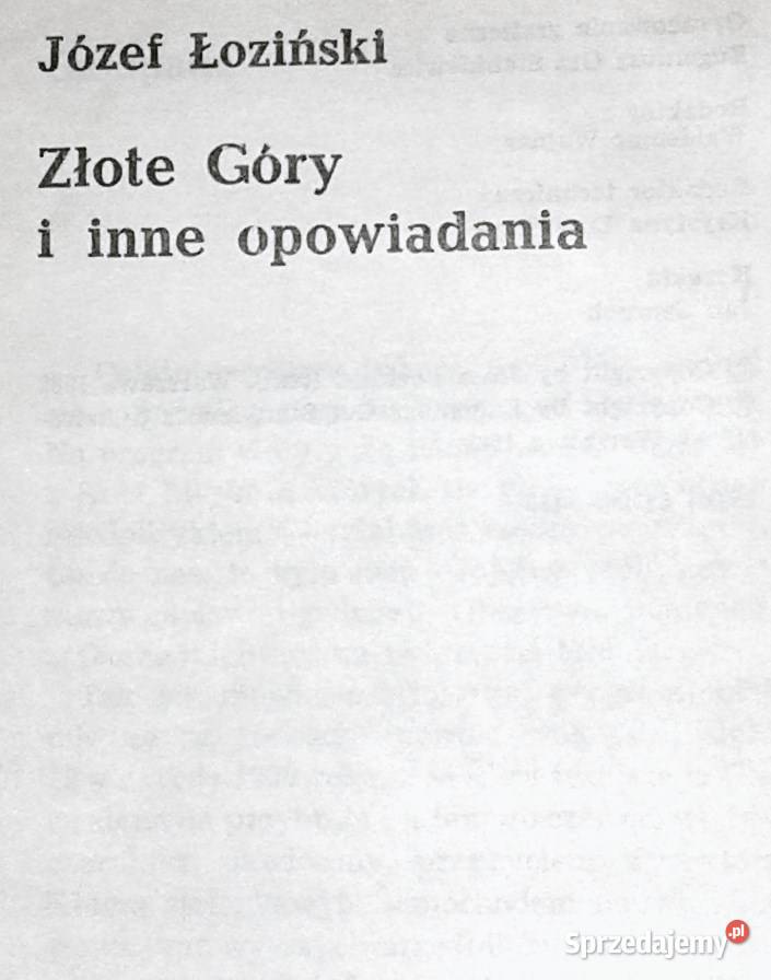 Złote Góry i inne opowiadania Józef Łoziński Rok wydania 1982 Pozostałe Chełm