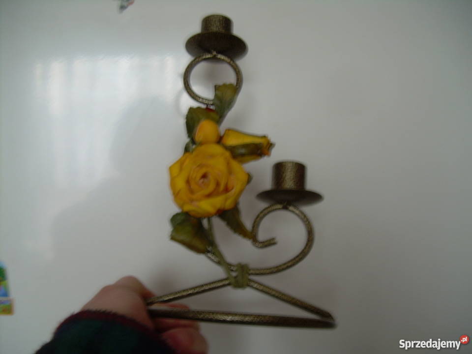 piękny świecznik klosiki szklane kwiatki mazowieckie Warszawa