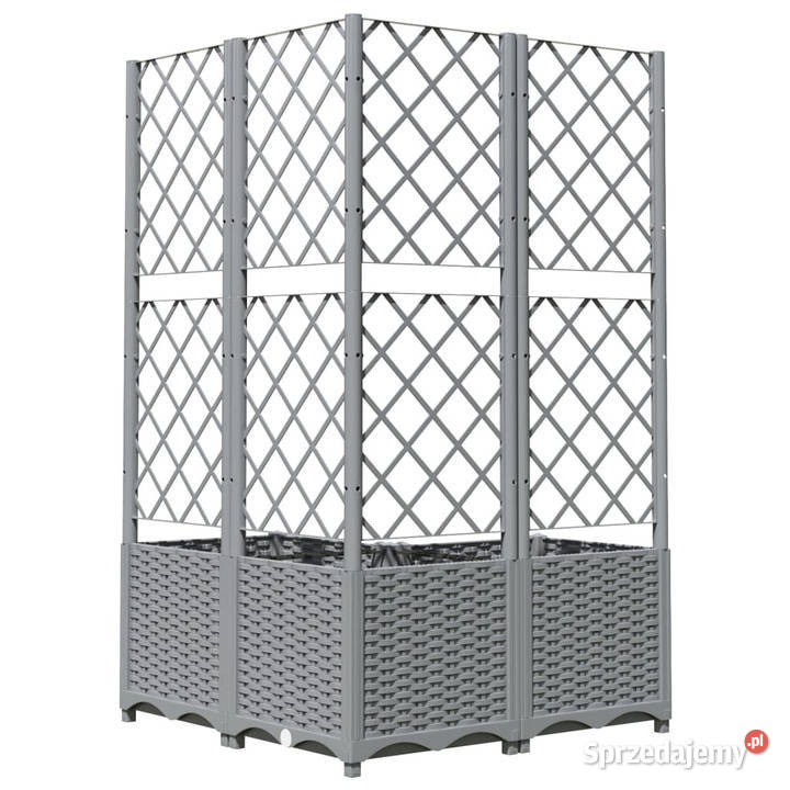 Donica ogrodowa z kratką jasnoszara 80x80x136 PP Warszawa