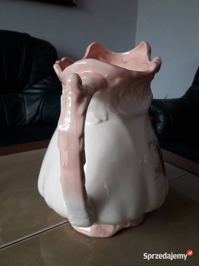 Duży ceramiczny dzban w stylu wiktoriańskim Porcelana i szkło Janów Lubelski