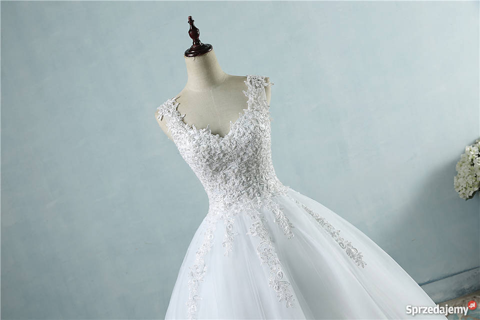 Suknia ślubna hafty koronka perły 34 36 38 40 42